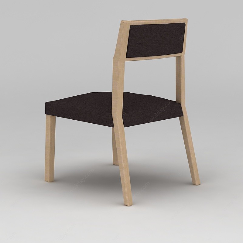 简约原木餐椅3D模型