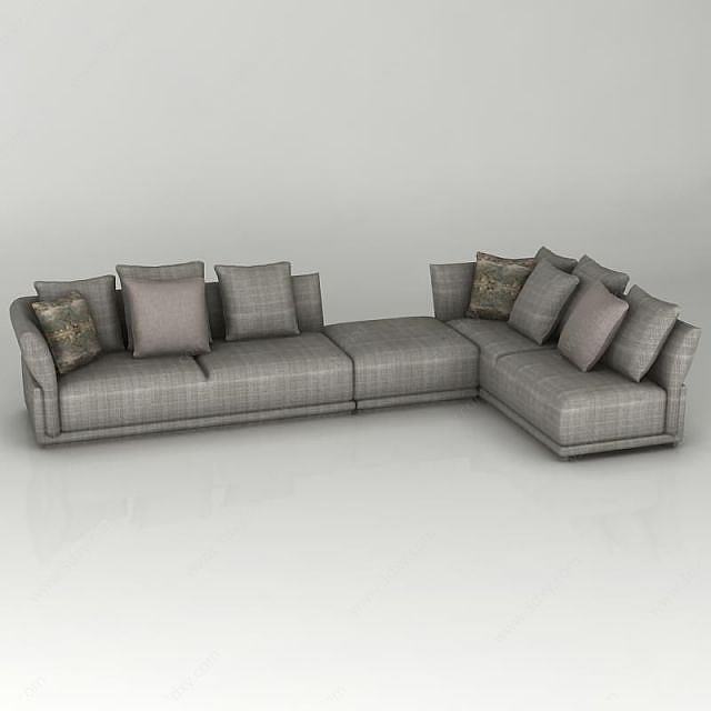 灰色拐角沙发3D模型