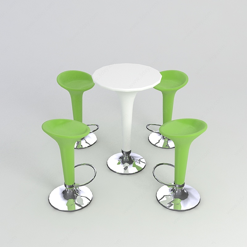绿色清新吧桌椅3D模型