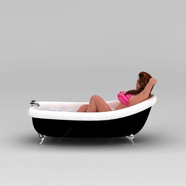 性感浴缸女人3D模型