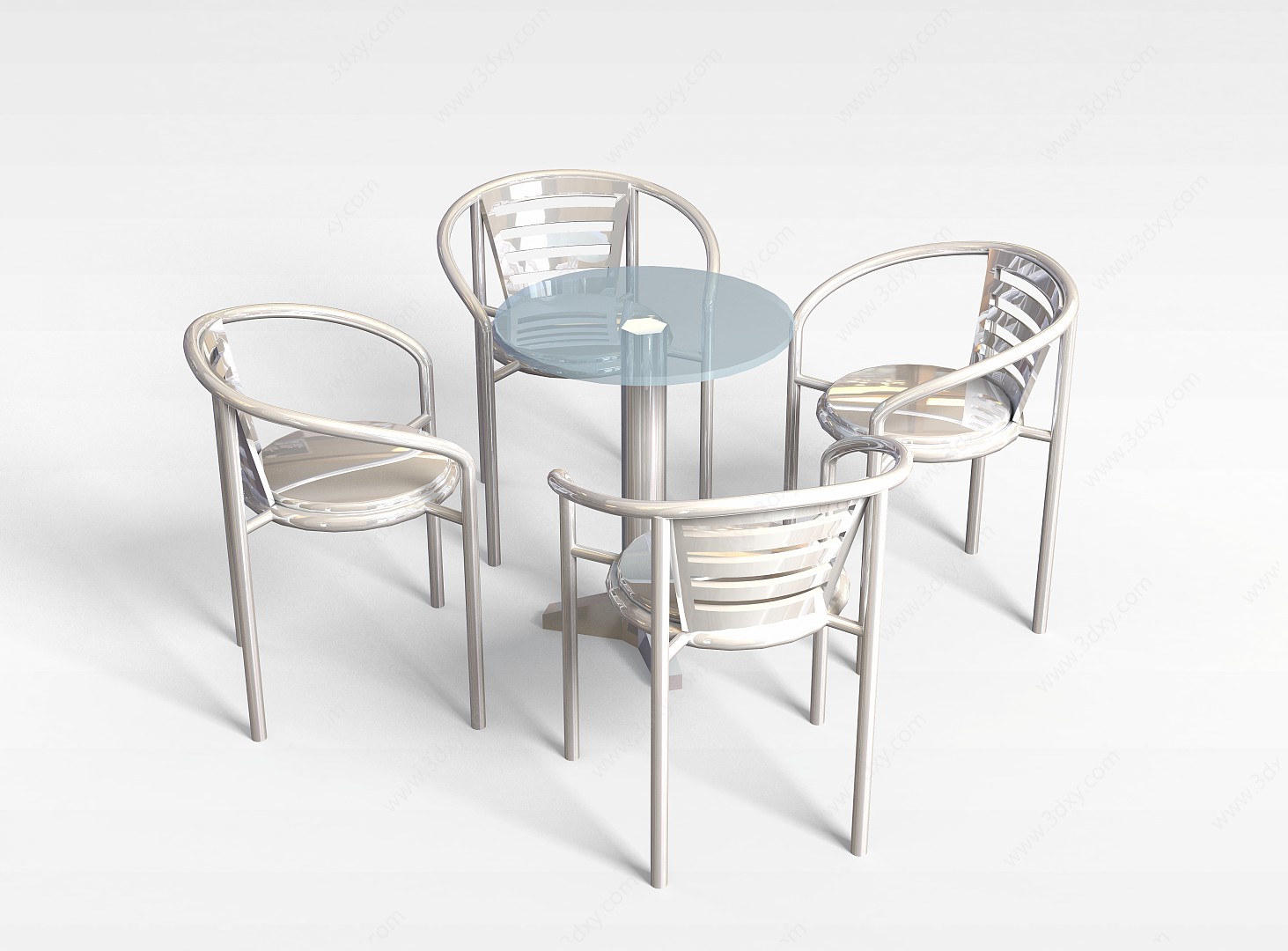 室外不锈钢休闲桌椅3D模型