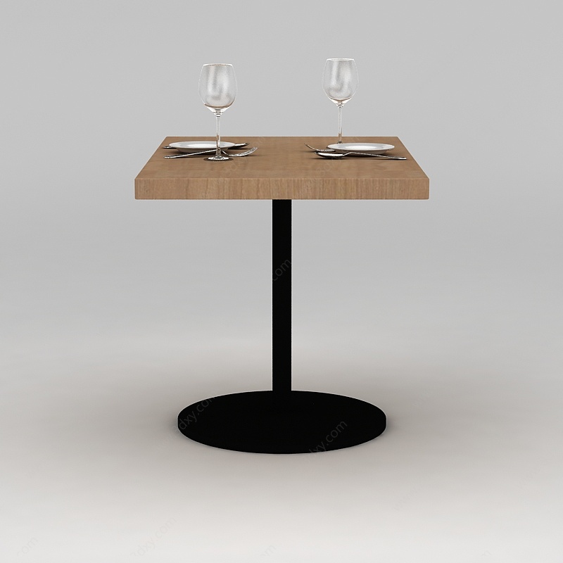 高脚桌西餐具3D模型