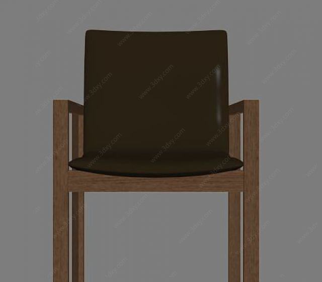 休闲木头扶手椅3D模型