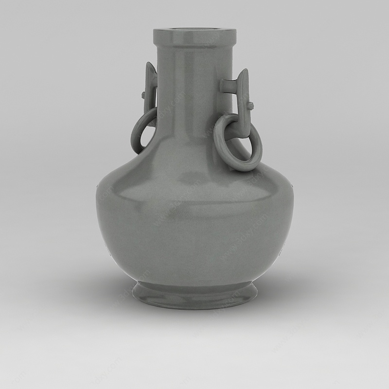 双耳陶瓷花瓶摆件3D模型