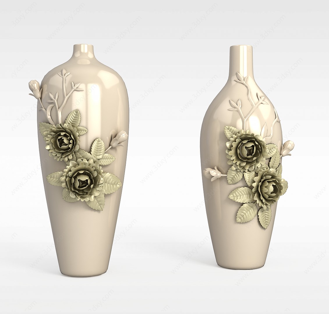 中式雕花大花瓶3D模型