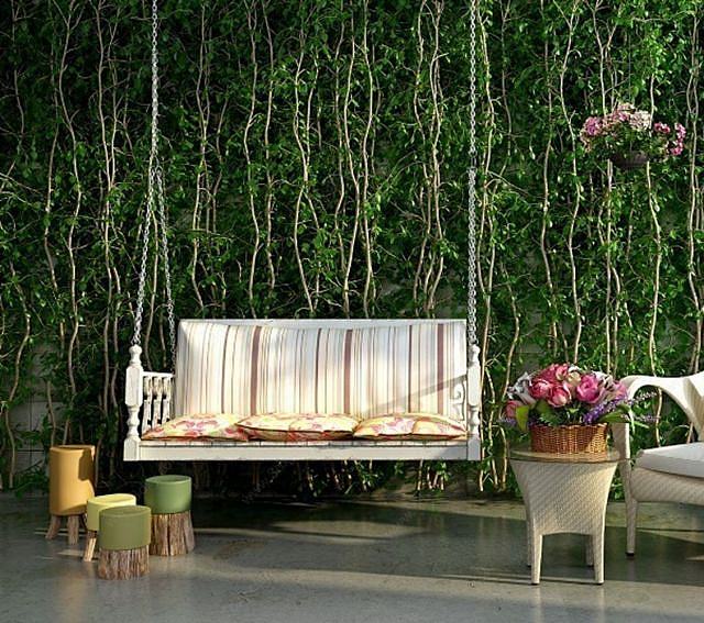 植物装饰墙吊椅组合3D模型