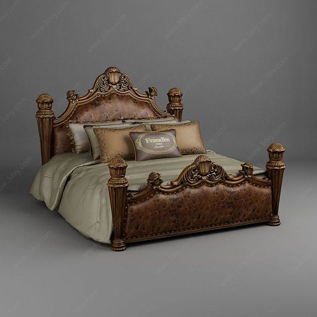 奢华古典欧式床3D模型