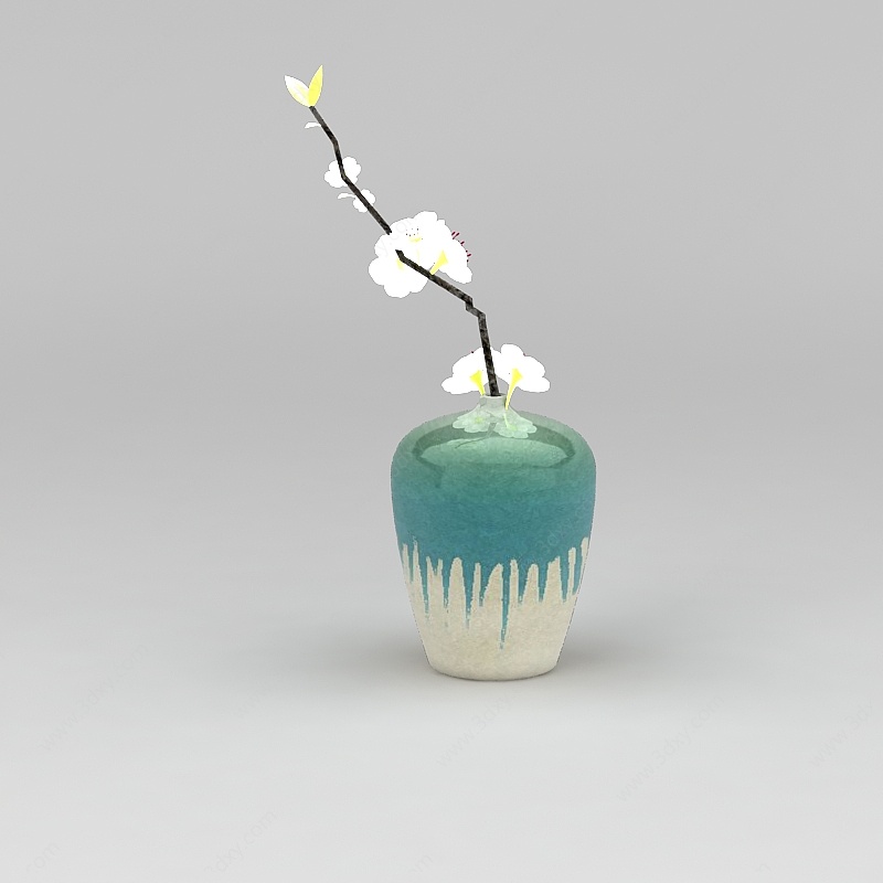 中式陶瓷花瓶装饰3D模型