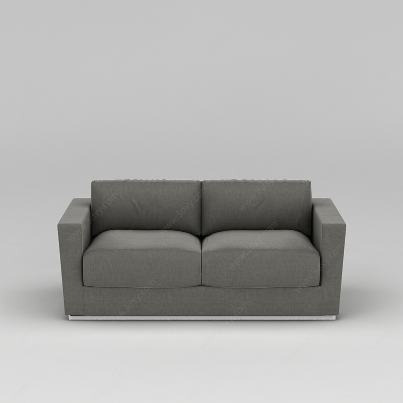 灰色布艺双人沙发3D模型