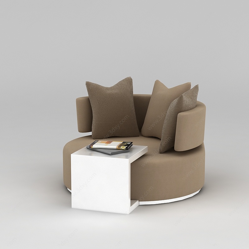 现代棕色休闲沙发3D模型