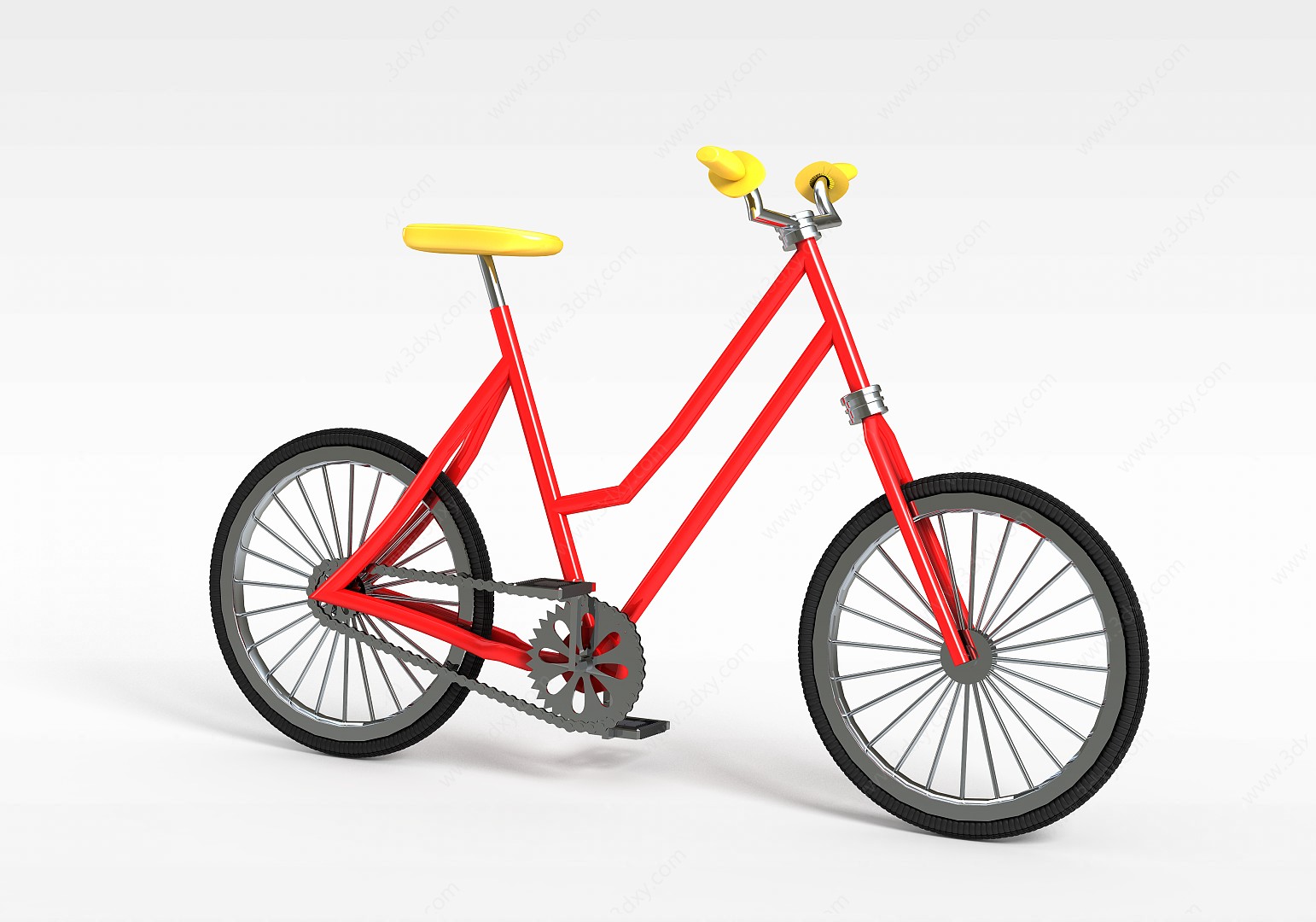 红色自行车3D模型