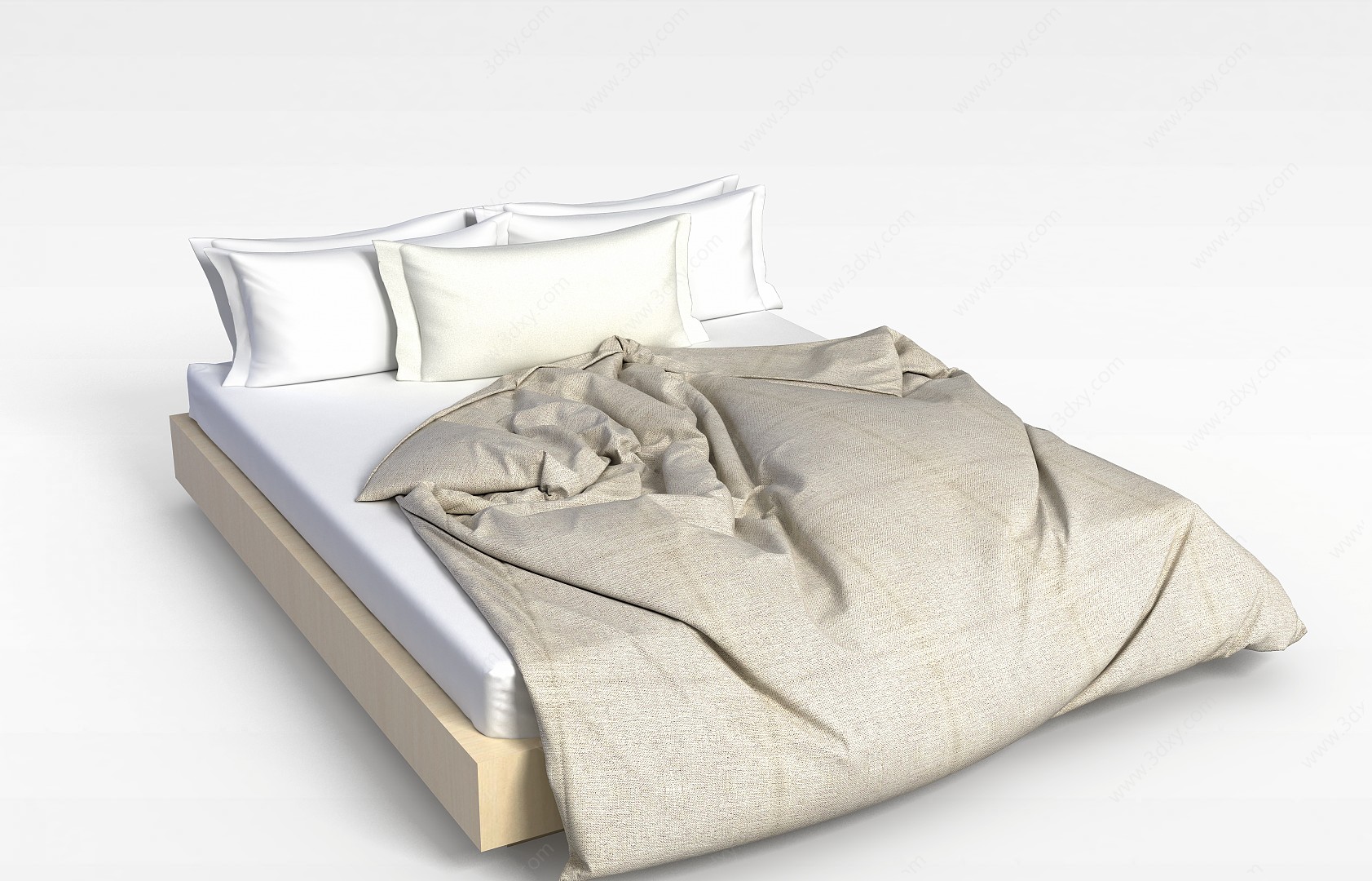 现代简约矮床床3D模型