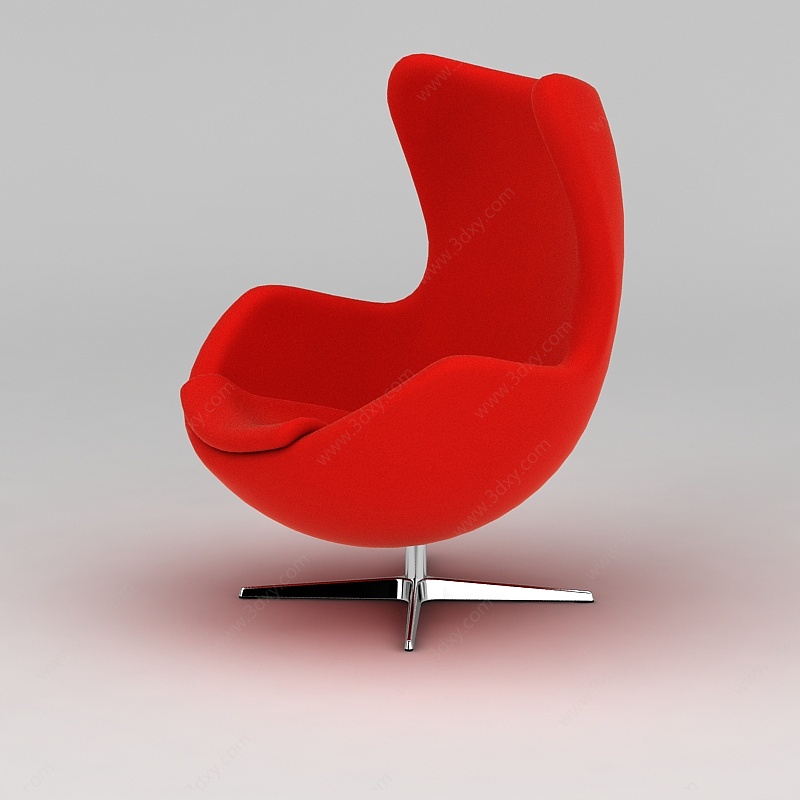 红色休闲转椅3D模型