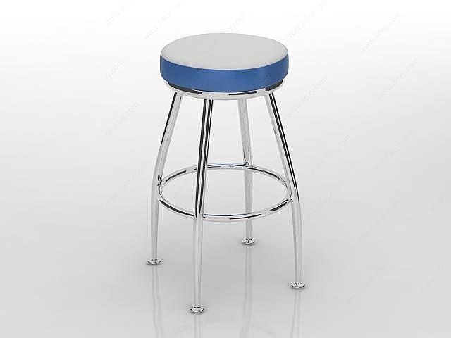 蓝白拼色高脚凳3D模型