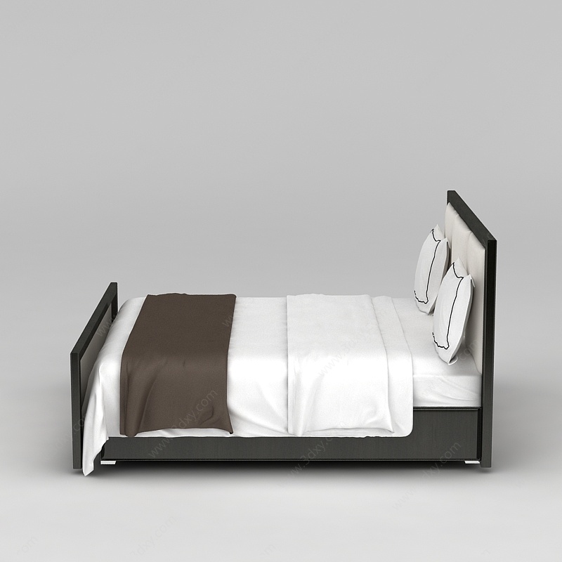 现代酒店床3D模型