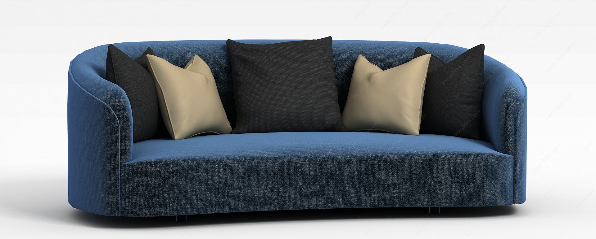 客厅蓝色长沙发3D模型