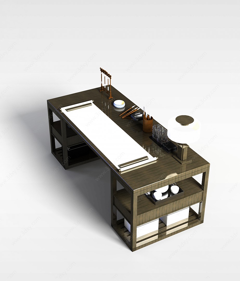 中式书房桌子3D模型