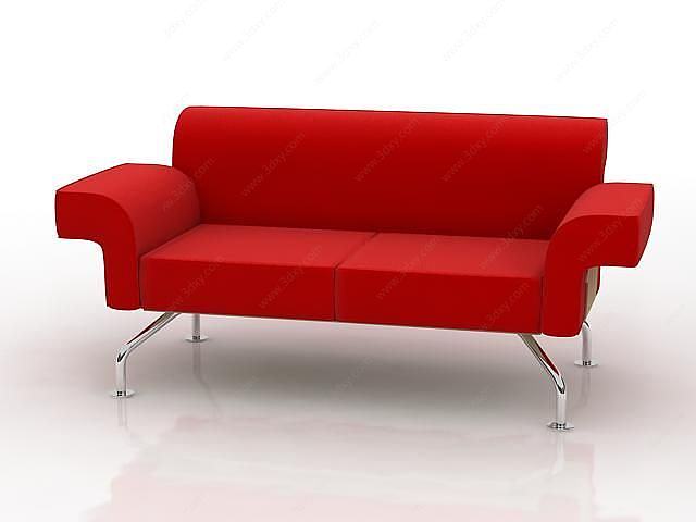 红色长沙发3D模型