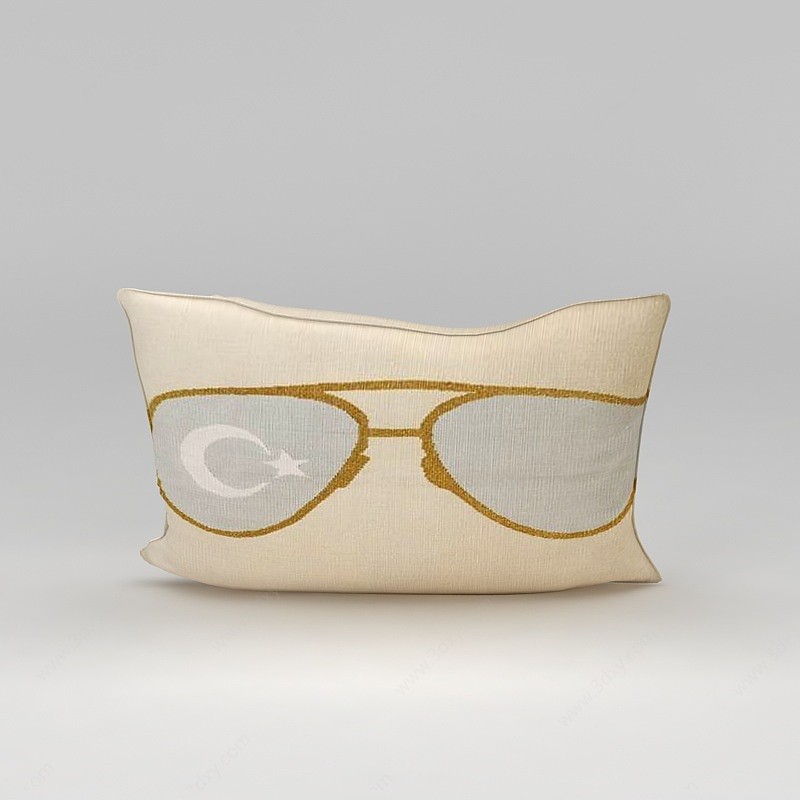 印花眼镜抱枕3D模型
