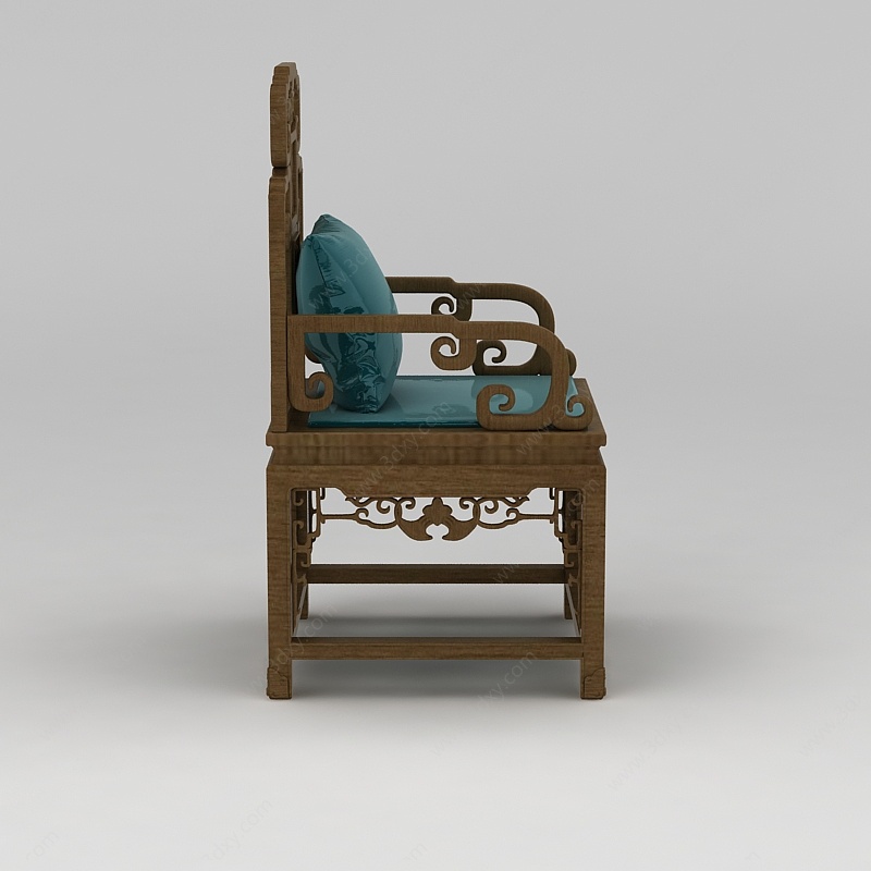 中式实木雕花椅3D模型