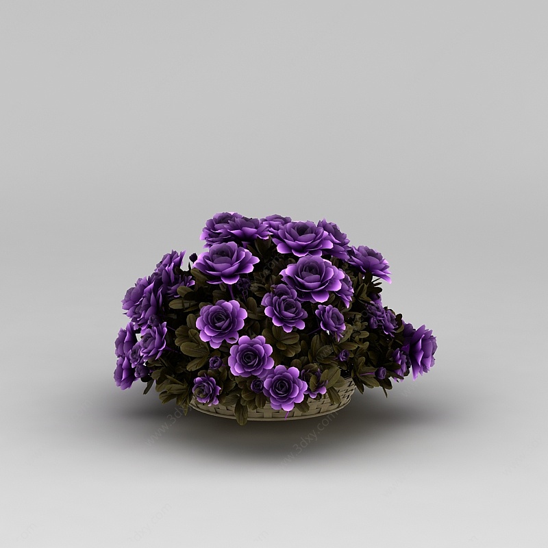 紫色花卉花篮3D模型