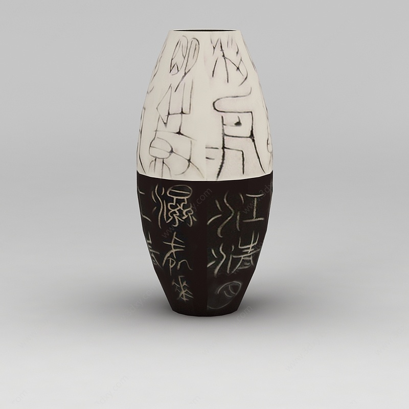 古文字花瓶摆件3D模型