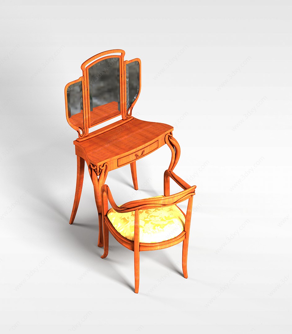 简美梳妆桌椅3D模型