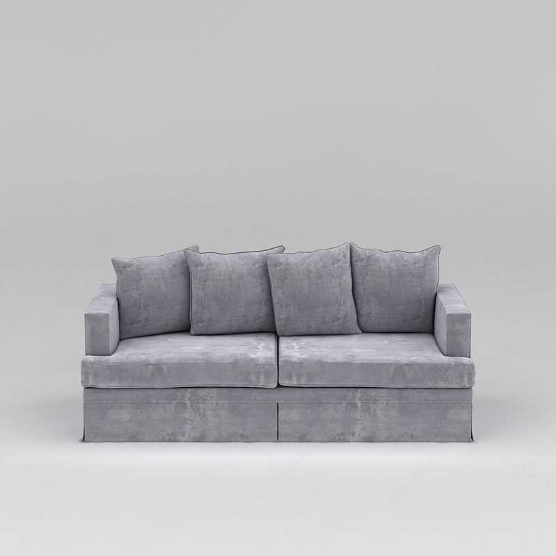 灰色绒面沙发3D模型