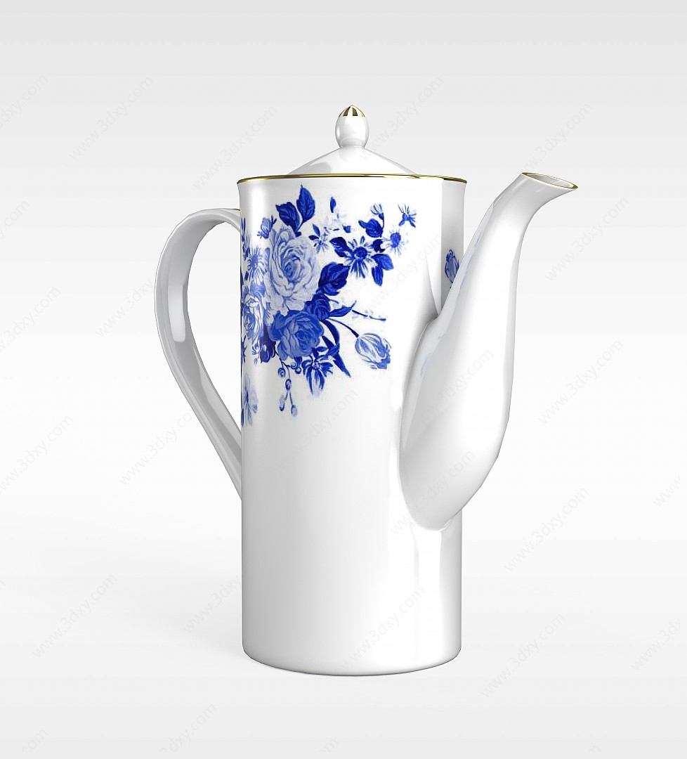 青花瓷茶壶3D模型
