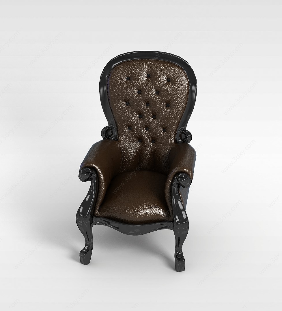 美式皮沙发椅3D模型