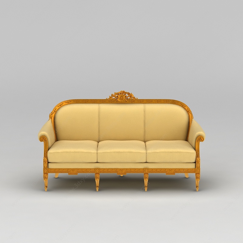黄色三人沙发3D模型