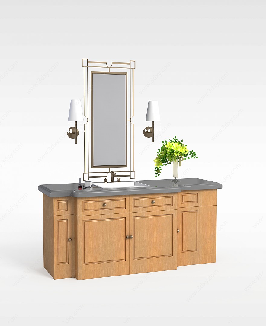实木浴室柜3D模型