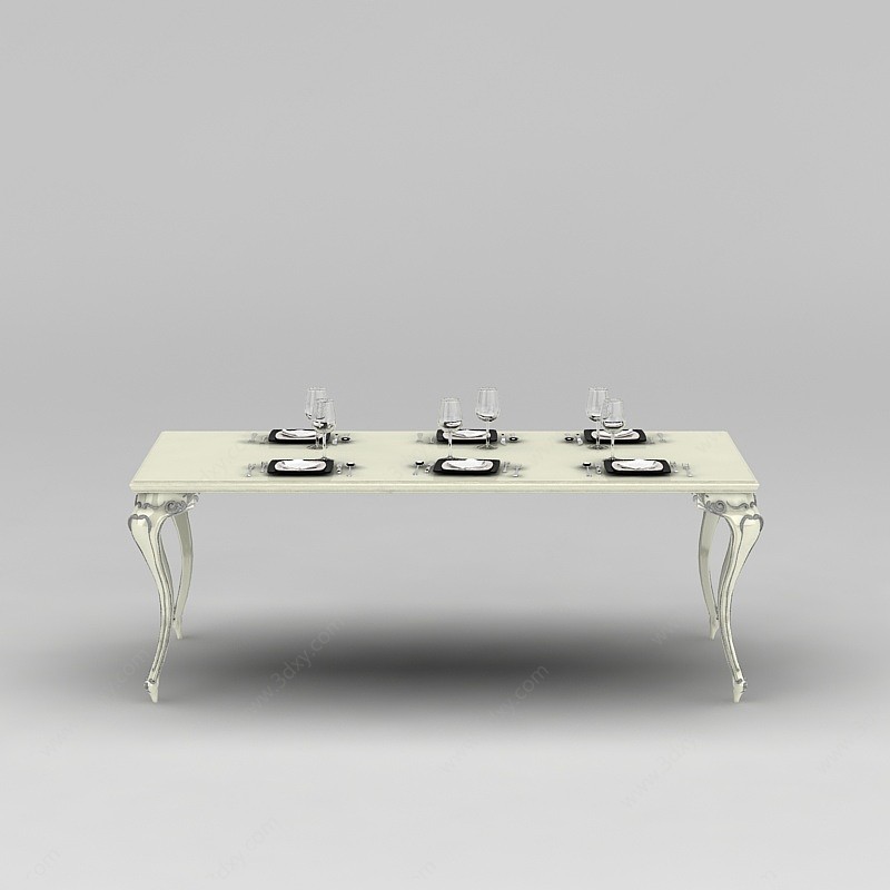 象牙色餐桌3D模型