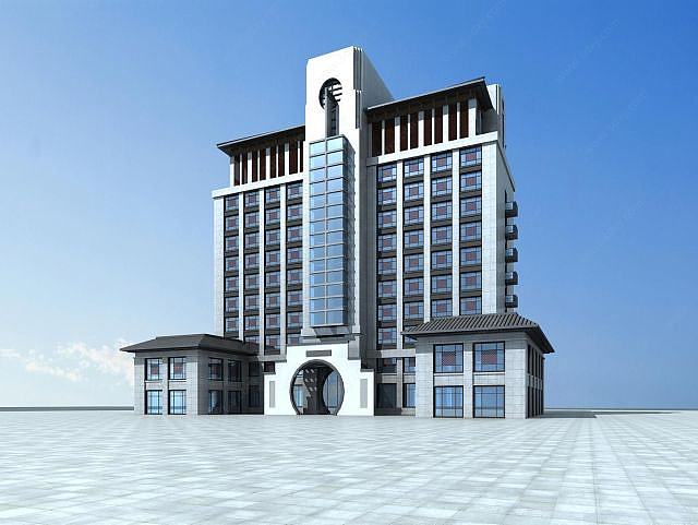 中式酒店3D模型