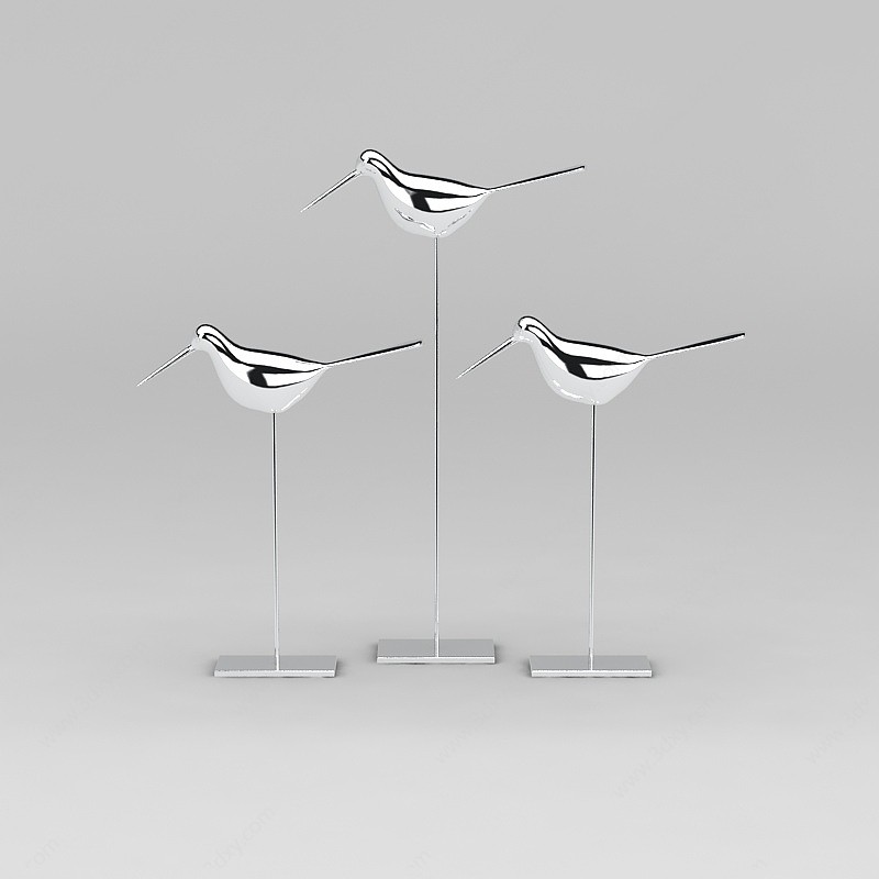 金属啄木鸟摆件3D模型