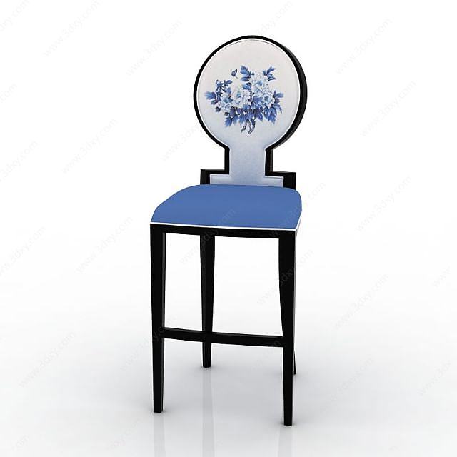 中式风格吧椅3D模型
