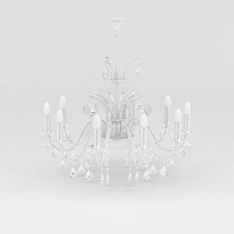 白色水晶吊灯3D模型