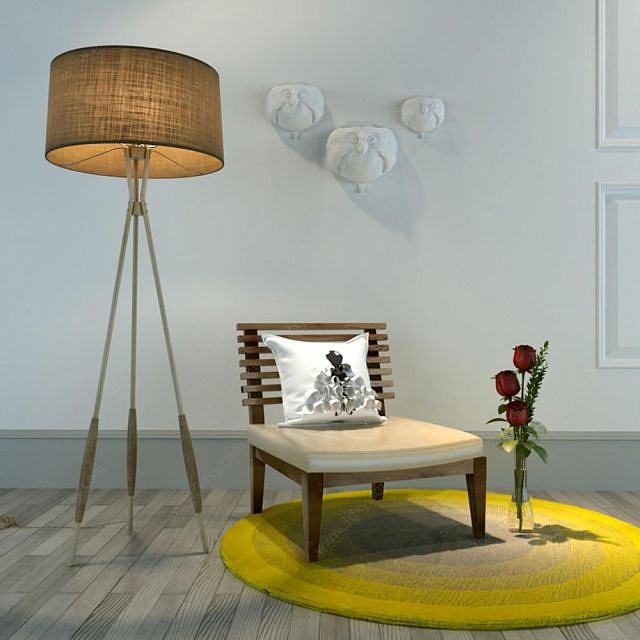 休闲椅壁饰组合3D模型