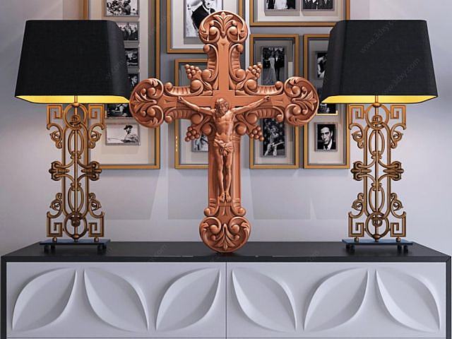 耶稣十字架台灯组合3D模型