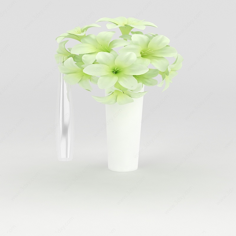 假花花瓶装饰3D模型