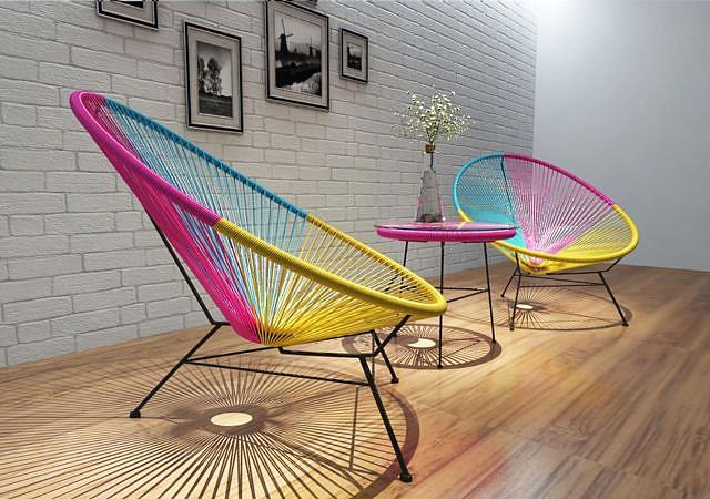 时尚彩虹色线条休闲椅3D模型