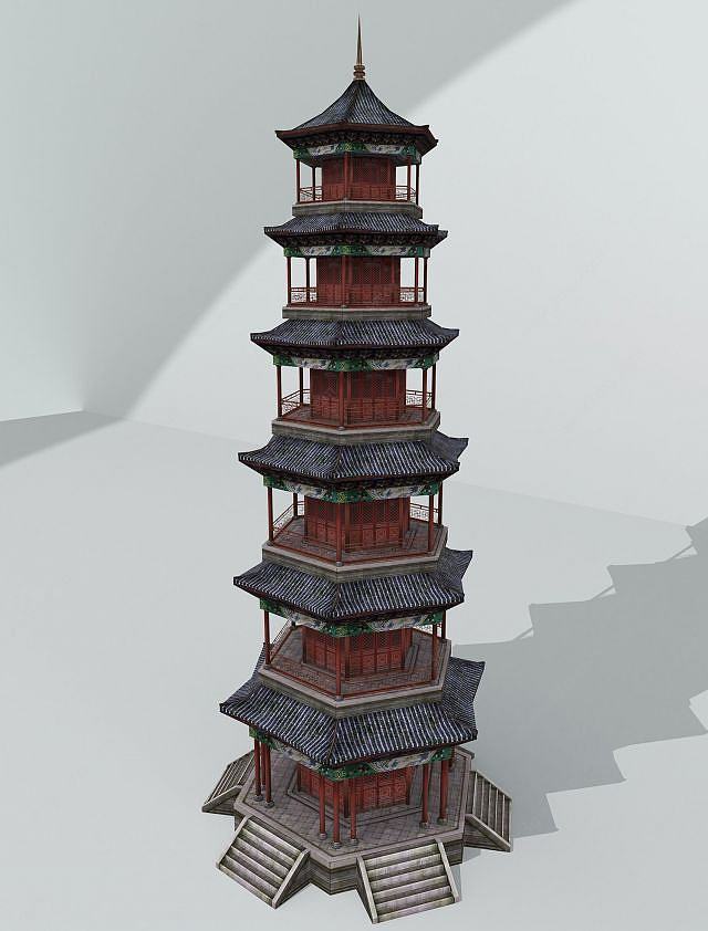 中式塔建筑3D模型