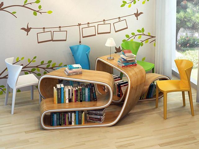 创意休闲书桌椅3D模型