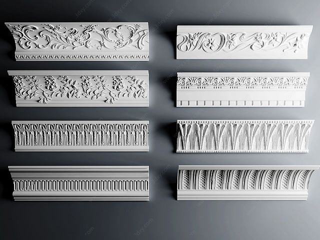 欧式角线雕花石膏构件3D模型