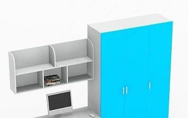 书柜衣柜组合3D模型