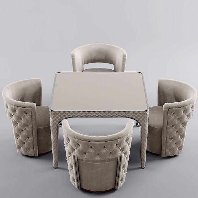 简欧休闲桌椅3D模型