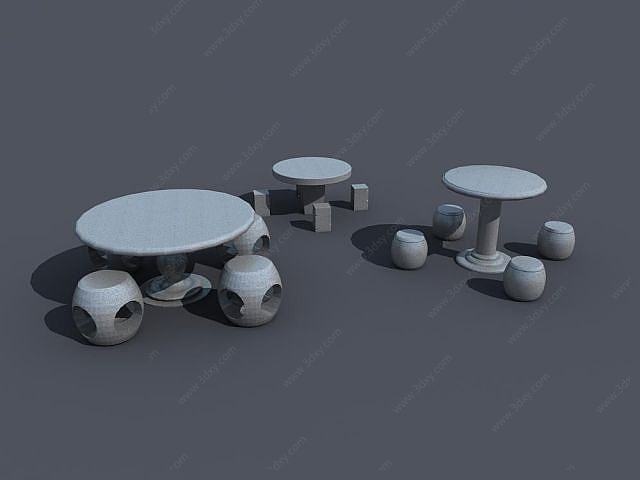 石头桌凳3D模型