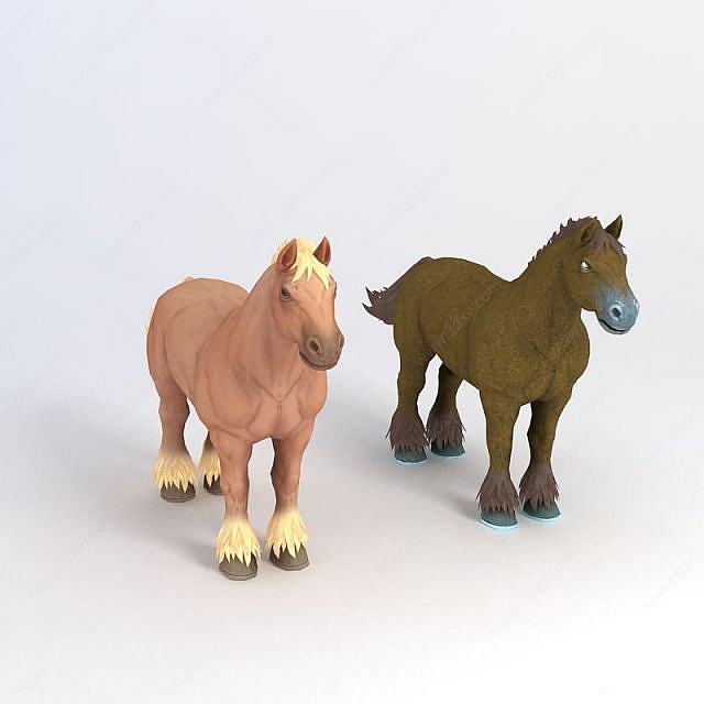 游戏角色坐骑马3D模型