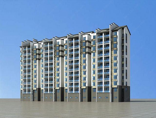 新中式住宅楼3D模型