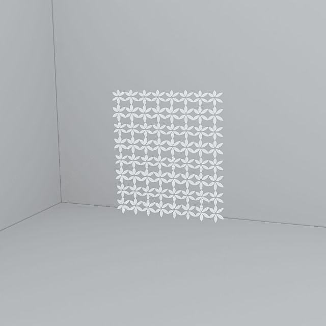白色花形隔断3D模型